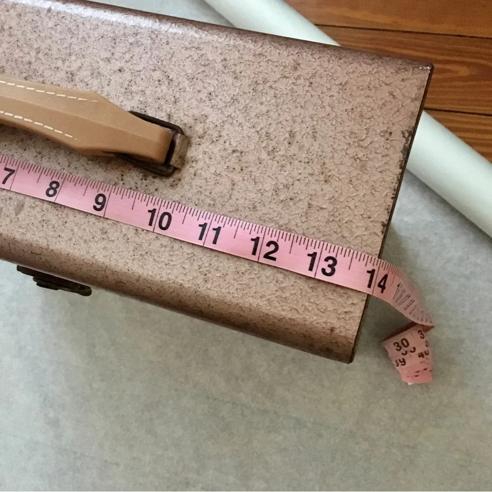 Vintage 60s Bronze Copper Pinkish Metal Storage Carry Travel Case with Handle